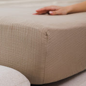 Beige Cotton Muslin Duvet Cover Set