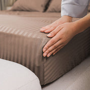 Mocha Premium Stripe Sateen Bedding Set