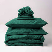 Emerald Premium Stripe Sateen Bedding Move-in Bundle