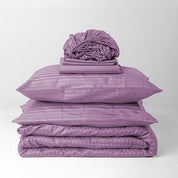 Lilac Premium Stripe Sateen Bedding Move-in Bundle