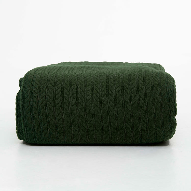 Green Knit Throw Bed Blanket