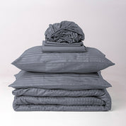 Gray Premium Stripe Sateen Bedding Move-in Bundle