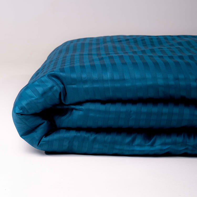 Sapphire Blue Premium Stripe Sateen Duvet Cover