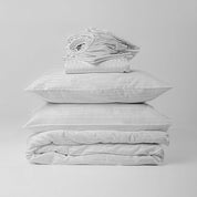 White Premium Stripe Sateen Bedding Move-in Bundle