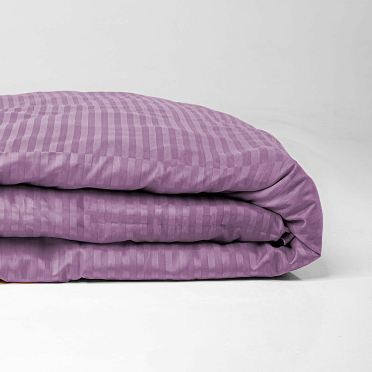 Lilac Premium Stripe Sateen Duvet Cover