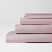 Powder Pink Premium Stripe Sateen Bedding Set