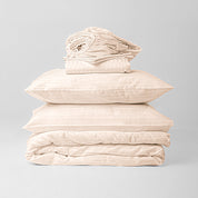 Beige Premium Stripe Sateen Bedding Move-in Bundle