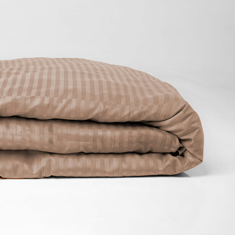 Mocha Premium Stripe Sateen Duvet Cover