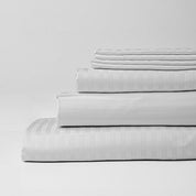 White Premium Stripe Sateen Bedding Set