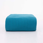 Sapphire Blue Knit Throw Bed Blanket