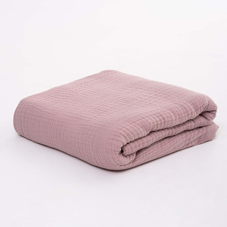Pink Cotton Muslin Throw Bed Blanket