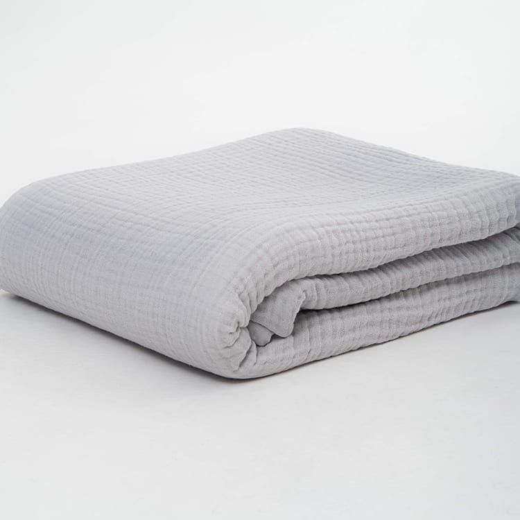 Gray Cotton Muslin Throw Bed Blanket