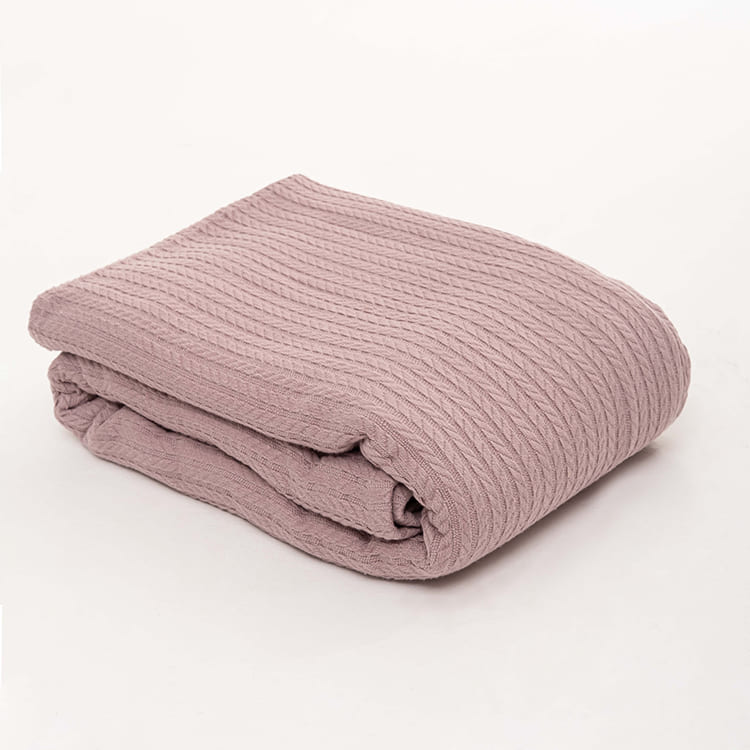 Powder Pink Knit Throw Bed Blanket