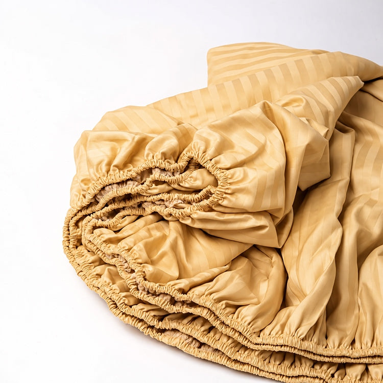 Gold Premium Stripe Sateen Bedding Set