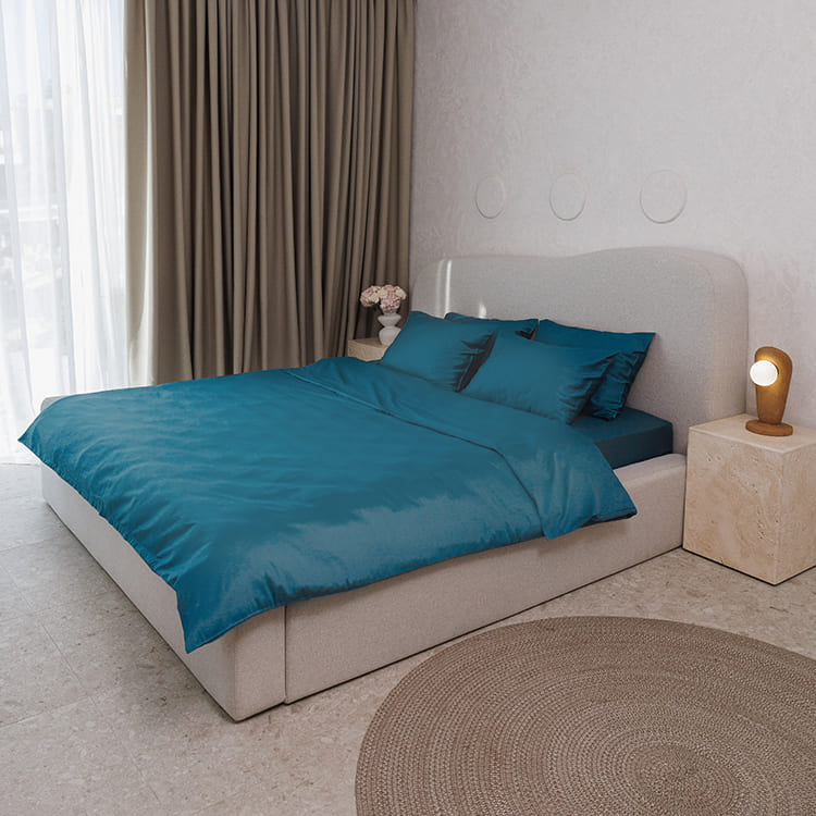 Sapphire Blue Premium Sateen Duvet Cover