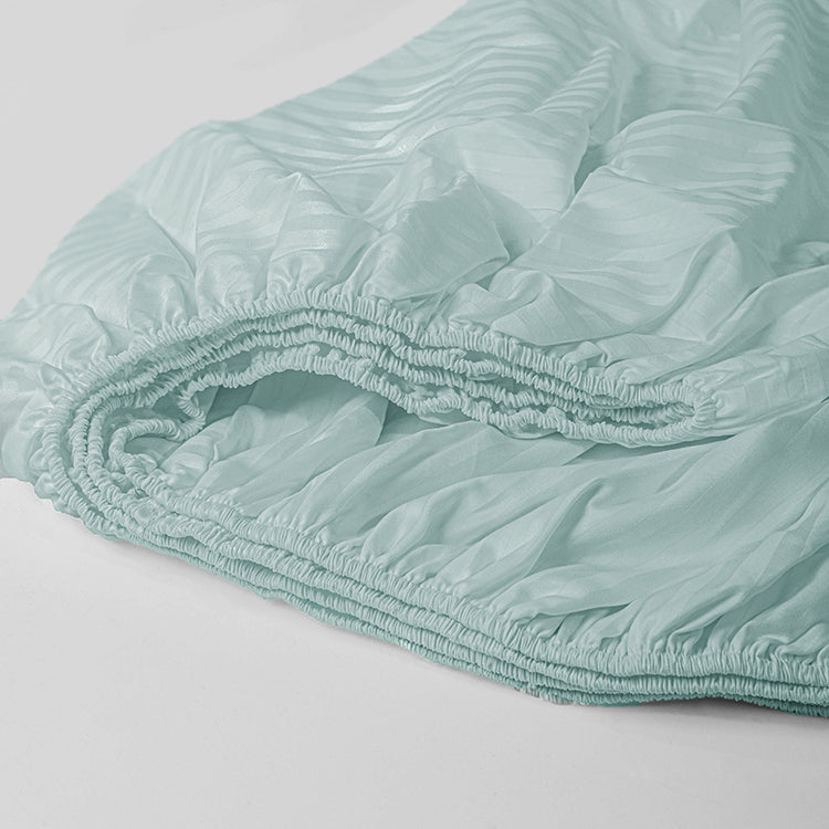 Mint Premium Stripe Sateen Bedding Set