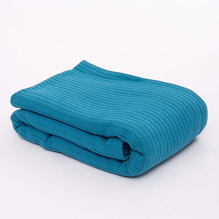 Sapphire Blue Knit Throw Bed Blanket