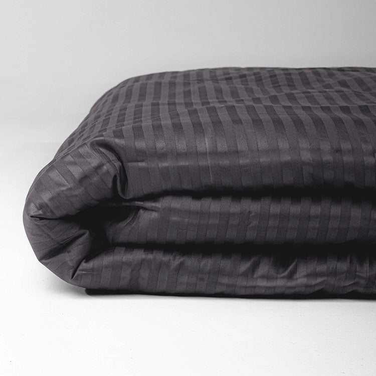 Graphite Premium Stripe Sateen Duvet Set