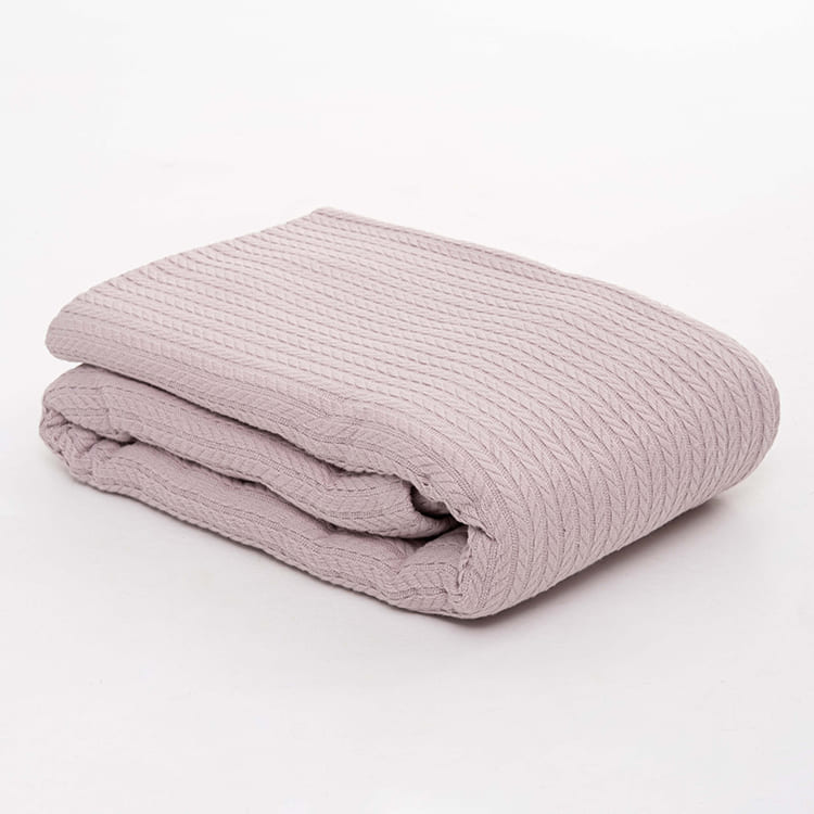 Light Pink Knit Throw Bed Blanket