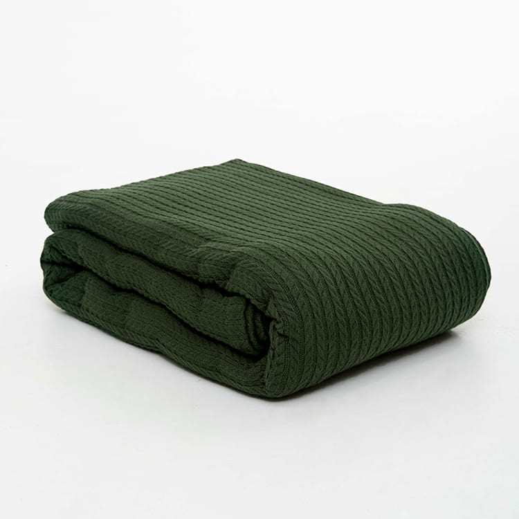 Green Knit Throw Bed Blanket