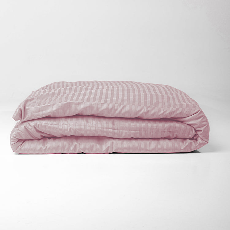 Powder Pink Premium Stripe Sateen Duvet Set