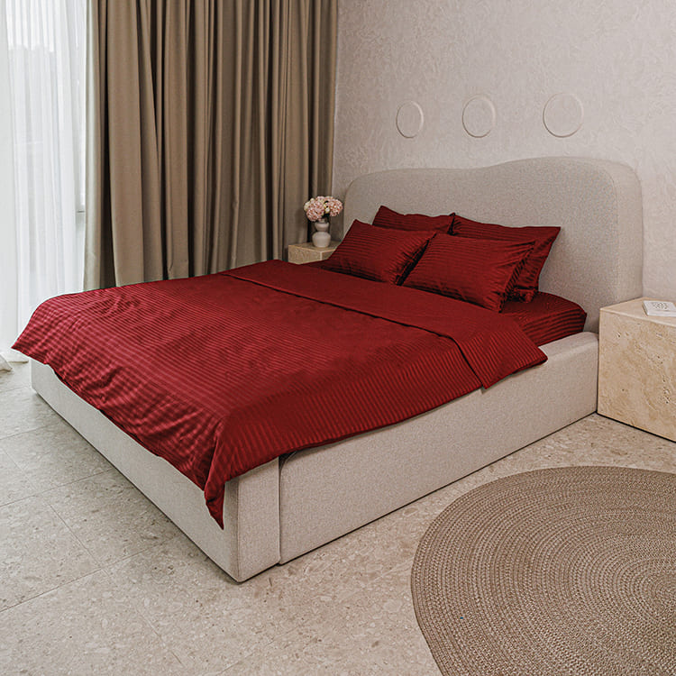 Bordeaux Premium Stripe Sateen Bedding Set