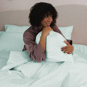 Mint Premium Stripe Sateen Pillowcases