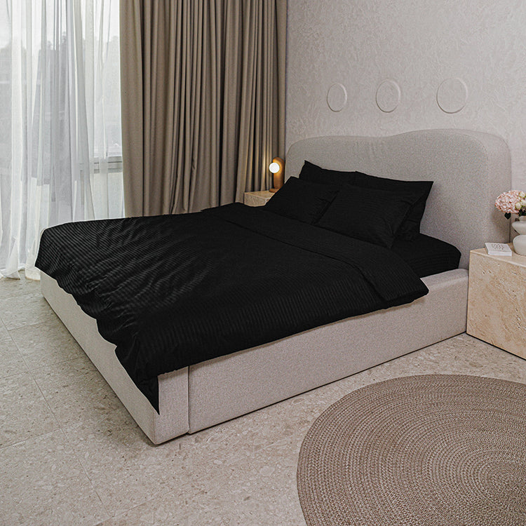 Black Premium Stripe Sateen Bedding Set