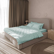 Mint Premium Stripe Sateen Duvet Set