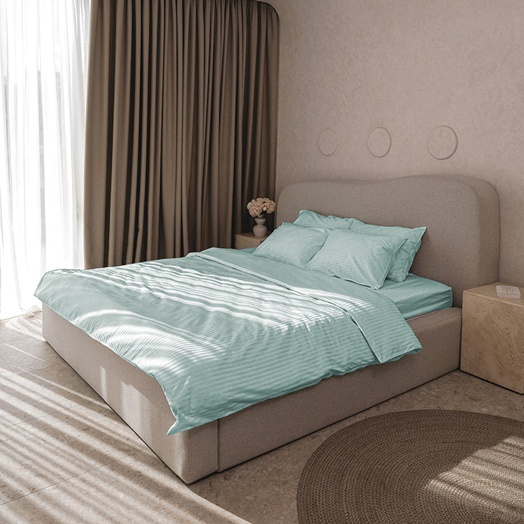 Mint Premium Stripe Sateen Duvet Set