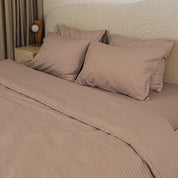 Mocha Premium Stripe Sateen Duvet Set