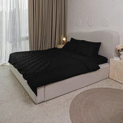Black Premium Stripe Sateen  Duvet Cover Set