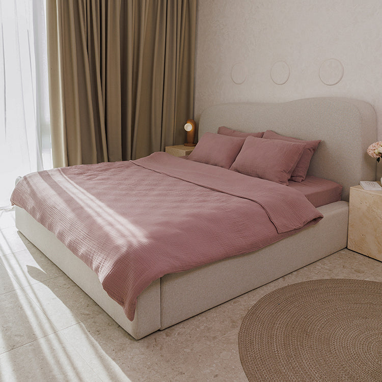 Powder Pink Cotton Muslin Bedding Set