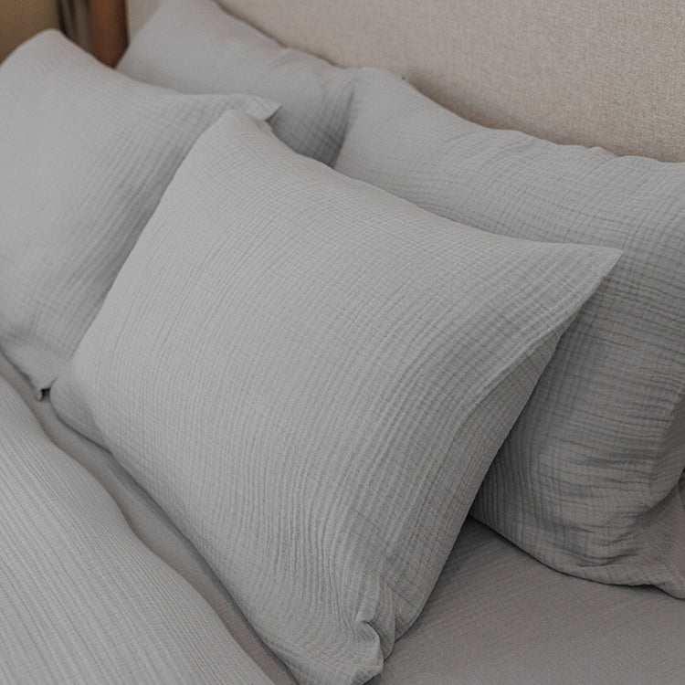 Gray Cotton Muslin Duvet Set