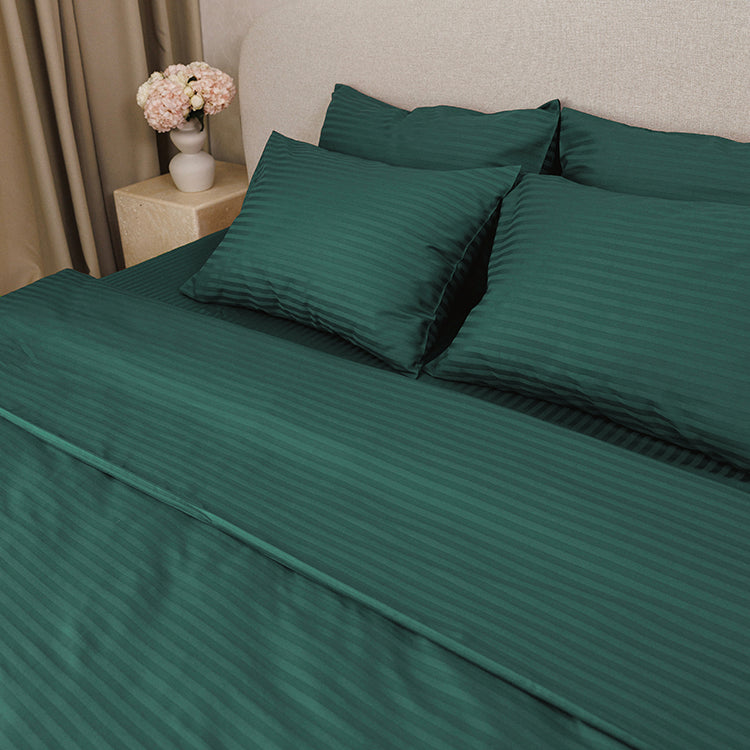 Emerald Premium Stripe Sateen Duvet Set