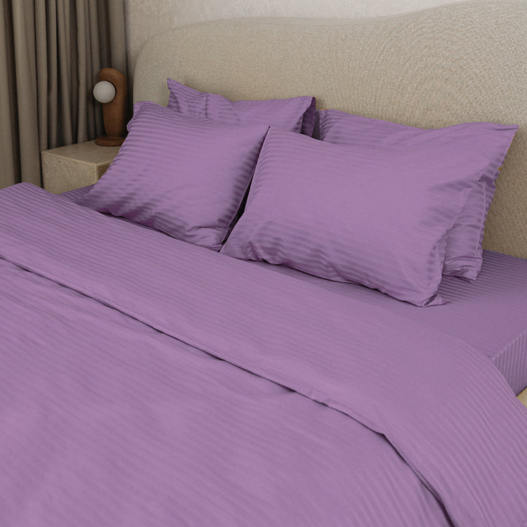 Lilac Premium Stripe Sateen Bedding Set