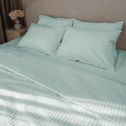 Mint Premium Stripe Sateen Duvet Set