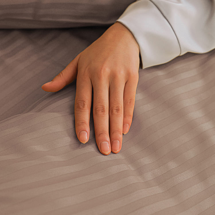 Mocha Premium Stripe Sateen Core Sheet Set