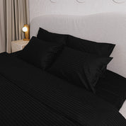 Black Premium Stripe Sateen Duvet Set