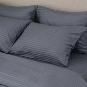 Gray Premium Stripe Sateen Bedding Set