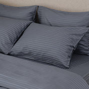 Gray Premium Stripe Sateen Bedding Set