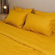 Gold Premium Stripe Sateen Bedding Set