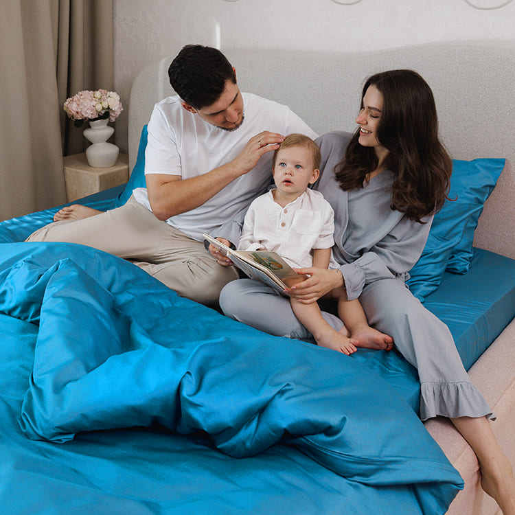 Sapphire Blue Premium Sateen Duvet Cover