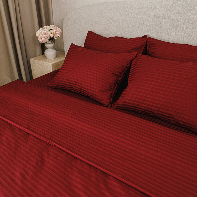 Bordo Premium Stripe Sateen Bedding Set