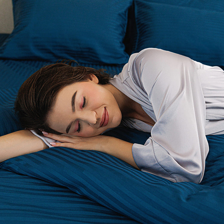 Sapphire Blue Premium Stripe Sateen Core Sheet Set