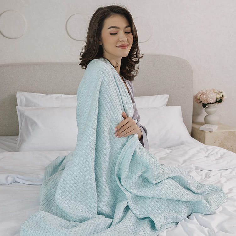 Mint Knit Throw Bed Blanket