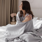 Gray Cotton Muslin Throw Bed Blanket