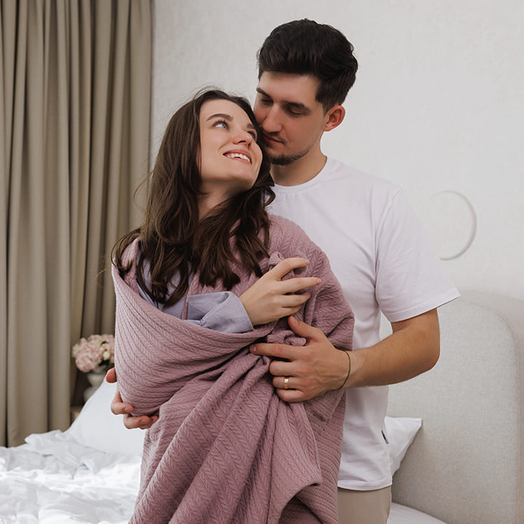 Powder Pink Knit Throw Bed Blanket