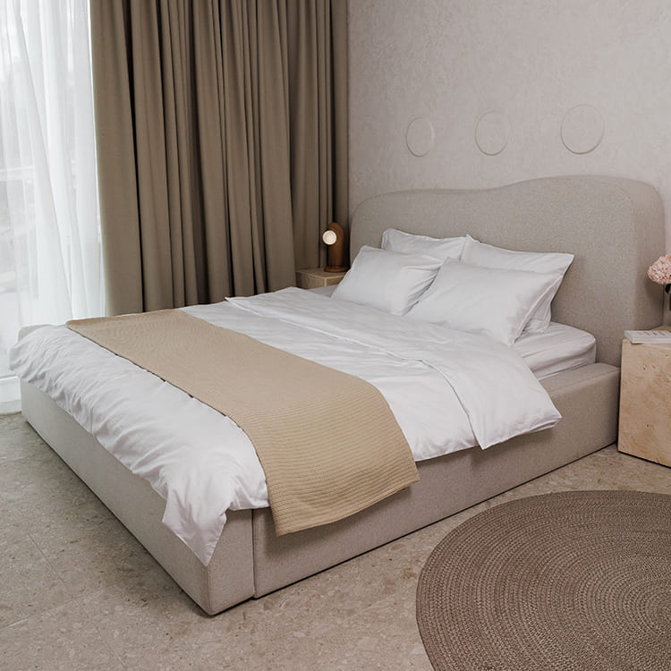 Beige Knit Throw Bed Blanket