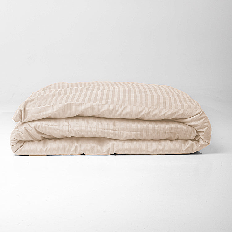 Beige Premium Stripe Sateen Bedding Move-in Bundle